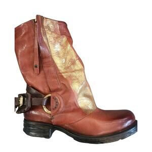 A.S. 98 Spencer Buckled Boots in Ginger 39